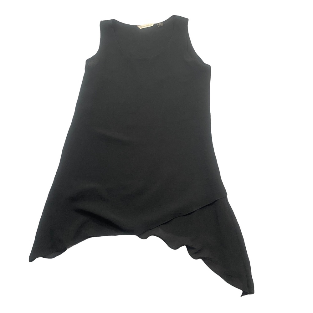 Soft Surroundings XS Black Tunic Handkerchief Hemline Sleeveless‎